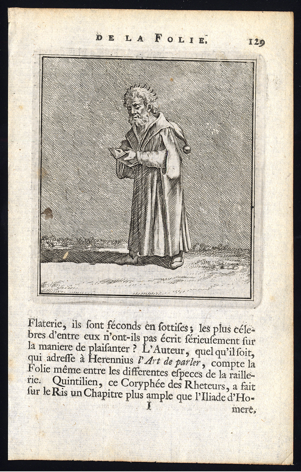 , Antique Print-PRAISE OF FOLLY-READ-FOOL-Holbein-Erasmus-1728, Pictura Antique Prints
