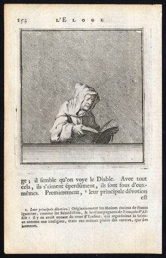 Antique Print-PRAISE OF FOLLY-NUN-READ-Holbein-Erasmus-1728