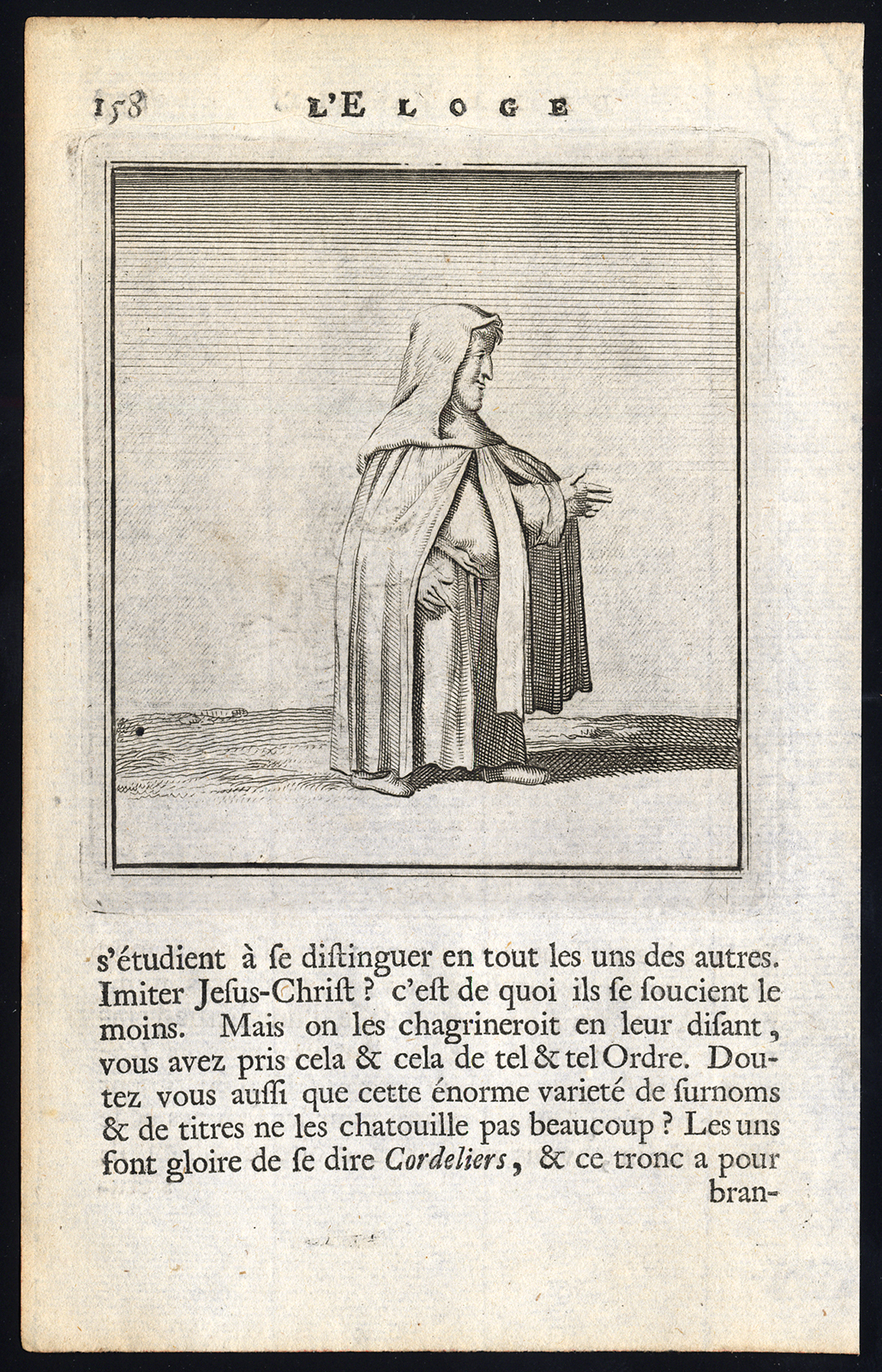 , Antique Print-PRAISE OF FOLLY-MONK-MONEY-POTBELLY-Holbein-Erasmus-1728, Pictura Antique Prints