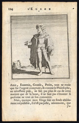 Antique Print-PRAISE OF FOLLY-STANDING SOLDIER-Holbein-Erasmus-1728