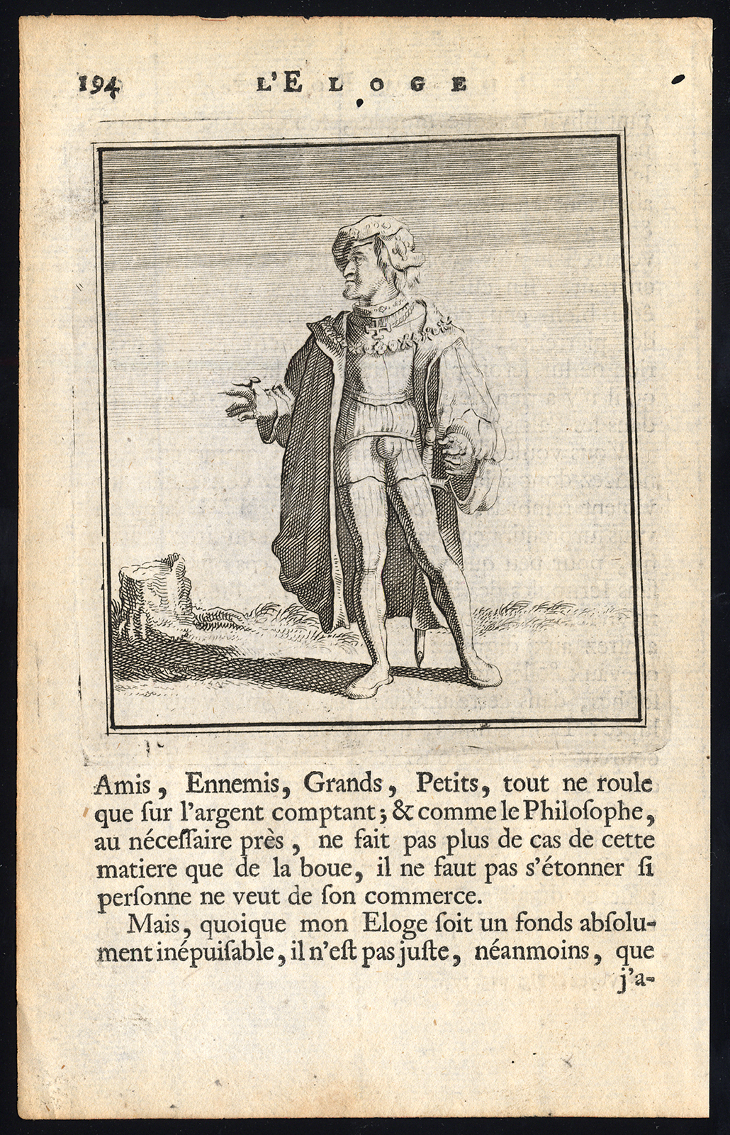 , Antique Print-PRAISE OF FOLLY-STANDING SOLDIER-Holbein-Erasmus-1728, Pictura Antique Prints