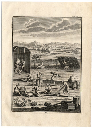 Antique Print-TRIBE-VILLAGE-NORTH-SOUTH-NATIVE AMERICAN-Creite-Fiteau-1731