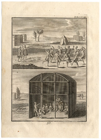 Antique Print-GLOWING COAL-PRIEST WALK SICK-RELIGIOUS DANCE-Creite-Fiteau-1731