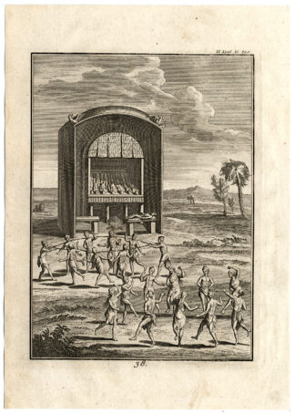Antique Print-BURIAL RITE-NATIVE AMERICAN CHIEF-STRANGLING-Creite-Fiteau-1731