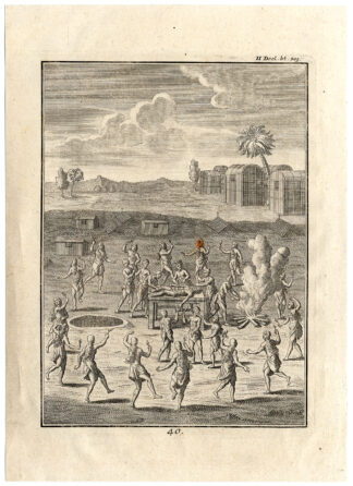 Antique Print-BURIAL CUSTOM-NATIVE AMERICAN-FREEZE-DROWN-Creite-Fiteau-1731
