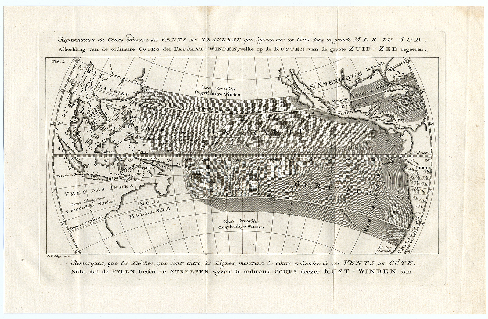 , Antique Print-MAP-TRADE WINDS-SOUTH SEA-PACIFIC-Schley-Bellin-Roman-1767, Pictura Antique Prints