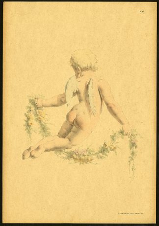 Antique Print-PL 45-ETUDES D'ENFANTS-FLY-PUTTO-GARLAND-ROSE-Meyer-1892