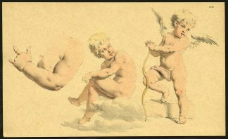 Antique Print-PL 25-ETUDES D'ENFANTS-PUTTI-CLOUD-BOULDER-BOW-Meyer-1892