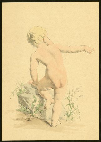 Antique Print-ETUDES D'ENFANTS-GREEN-GRASS-BOULDER-Meyer-1892