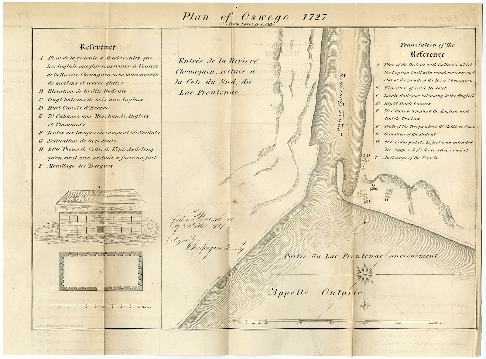 , Antique Print-OSWEGO-LAKE ONTARIO-NEW YORK-USA-Pease-1849, Pictura Antique Prints