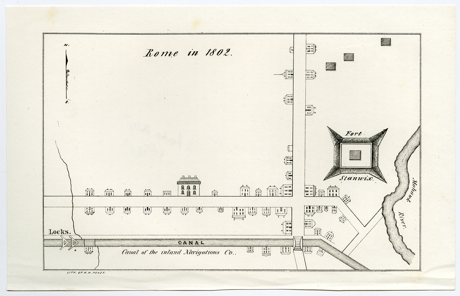 , Antique Print-PLAN-ROME-NEW YORK-USA-Pease-1849, Pictura Antique Prints