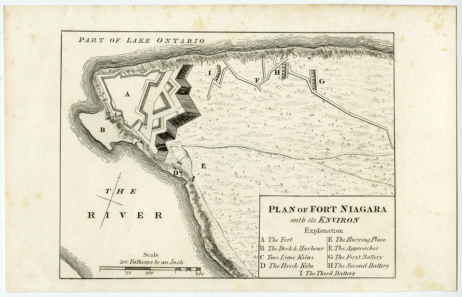 , Antique Print-FORT NIAGARA-LAKE ONTARIO-RIVER-USA-Pease-1849, Pictura Antique Prints