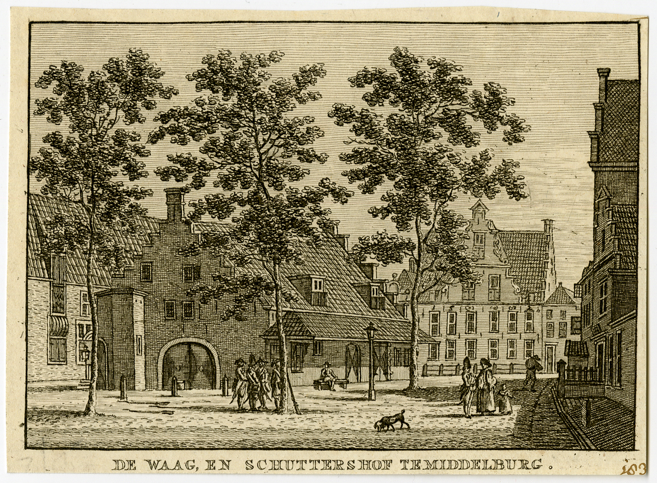 Ab9489 416x306 Antique Print-MIDDELBURG-WAAG-SCHUTTERSHOF-WEIGH HOUSE-Bulthuis-Bendorp-1792