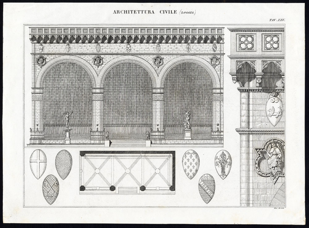 , 2 Antique Prints-ARCHITECTURE-GALLERY-VATICAN-ITALY-Nuova Enciclopedia-1866, Pictura Antique Prints