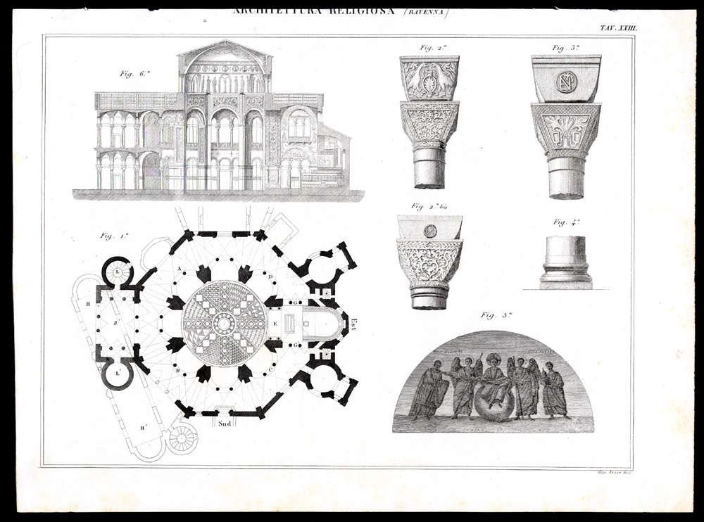 , Antique Print-ARCHITECTURE-RAVENNA-ITALY-Nuova Enciclopedia-1866, Pictura Antique Prints