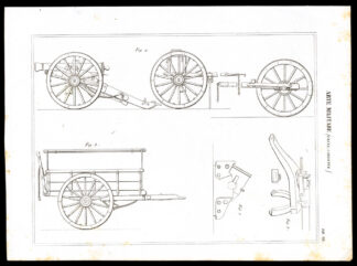 5 Antique Prints-MILITARY-CANNON-ARTILLERY-WARFARE-HORSE-Nuova Enciclopedia-1866