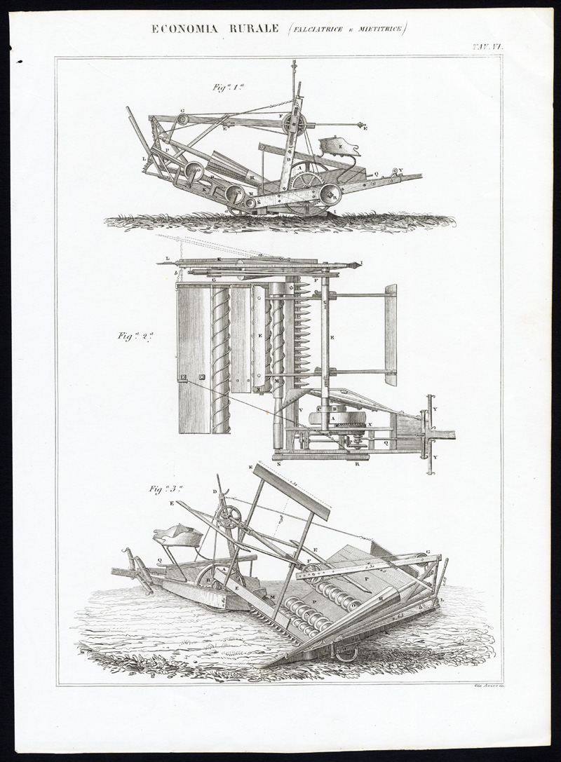 Bb11967 416x565 2 Antique Prints-MOWING MACHINE-HARVESTER-AGRICULTURE-Nuova Enciclopedia-1866