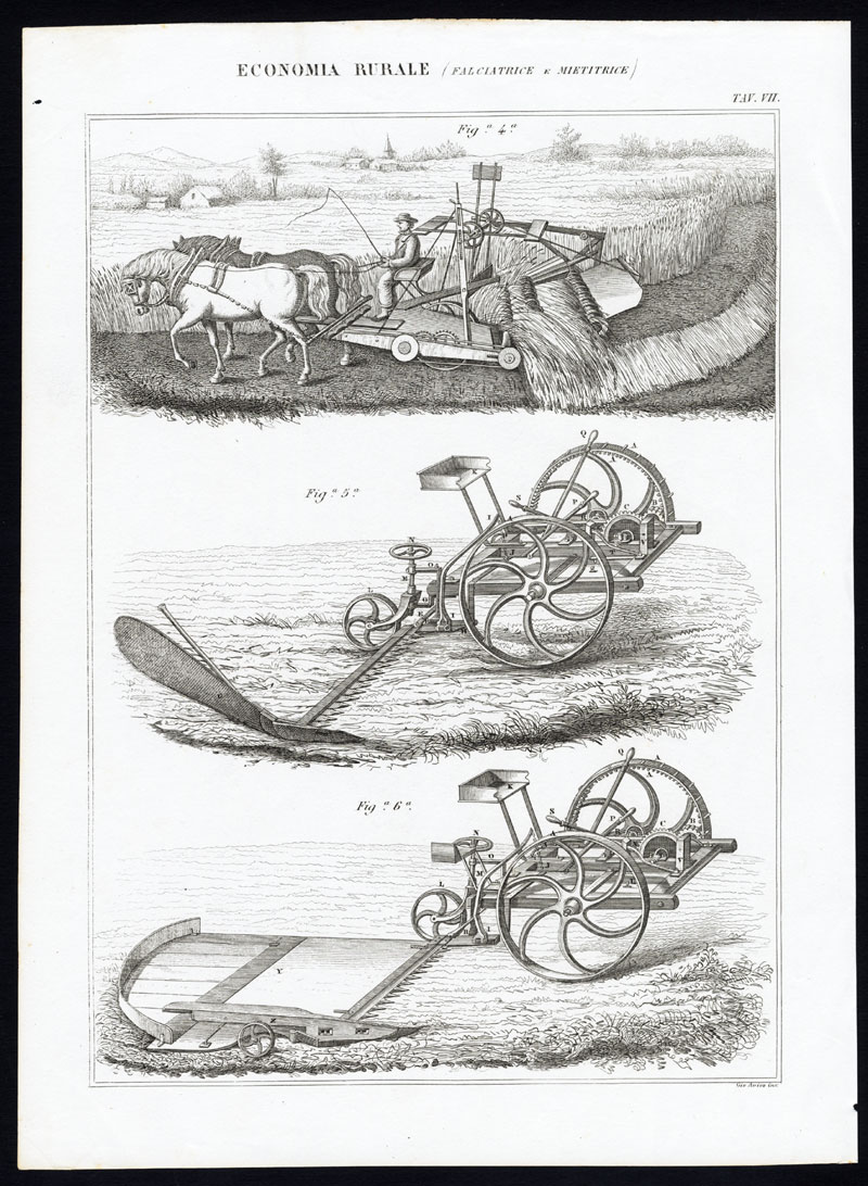Bb11968 416x568 2 Antique Prints-MOWING MACHINE-HARVESTER-AGRICULTURE-Nuova Enciclopedia-1866 - Image 2