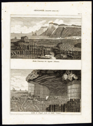 Antique Print-GIANT CAUSEWAY-IRELAND-FINGAL'S CAVE-Nuova Enciclopedia-1866