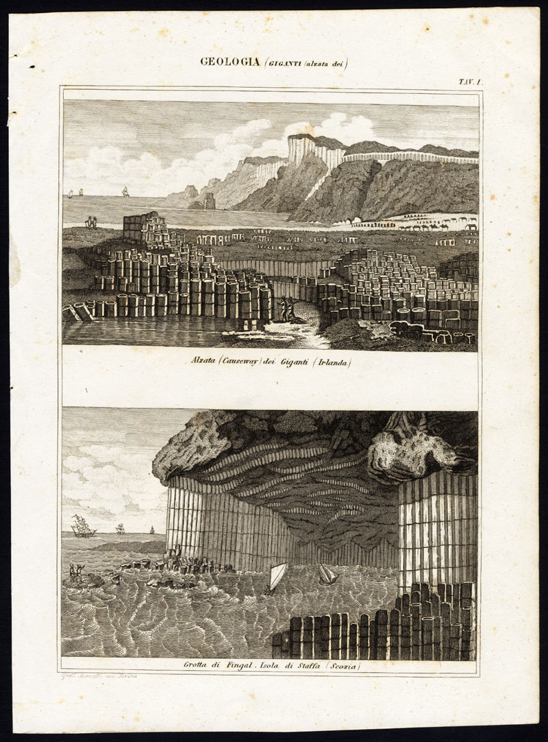 , Antique Print-GIANT CAUSEWAY-IRELAND-FINGAL’S CAVE-Nuova Enciclopedia-1866, Pictura Antique Prints