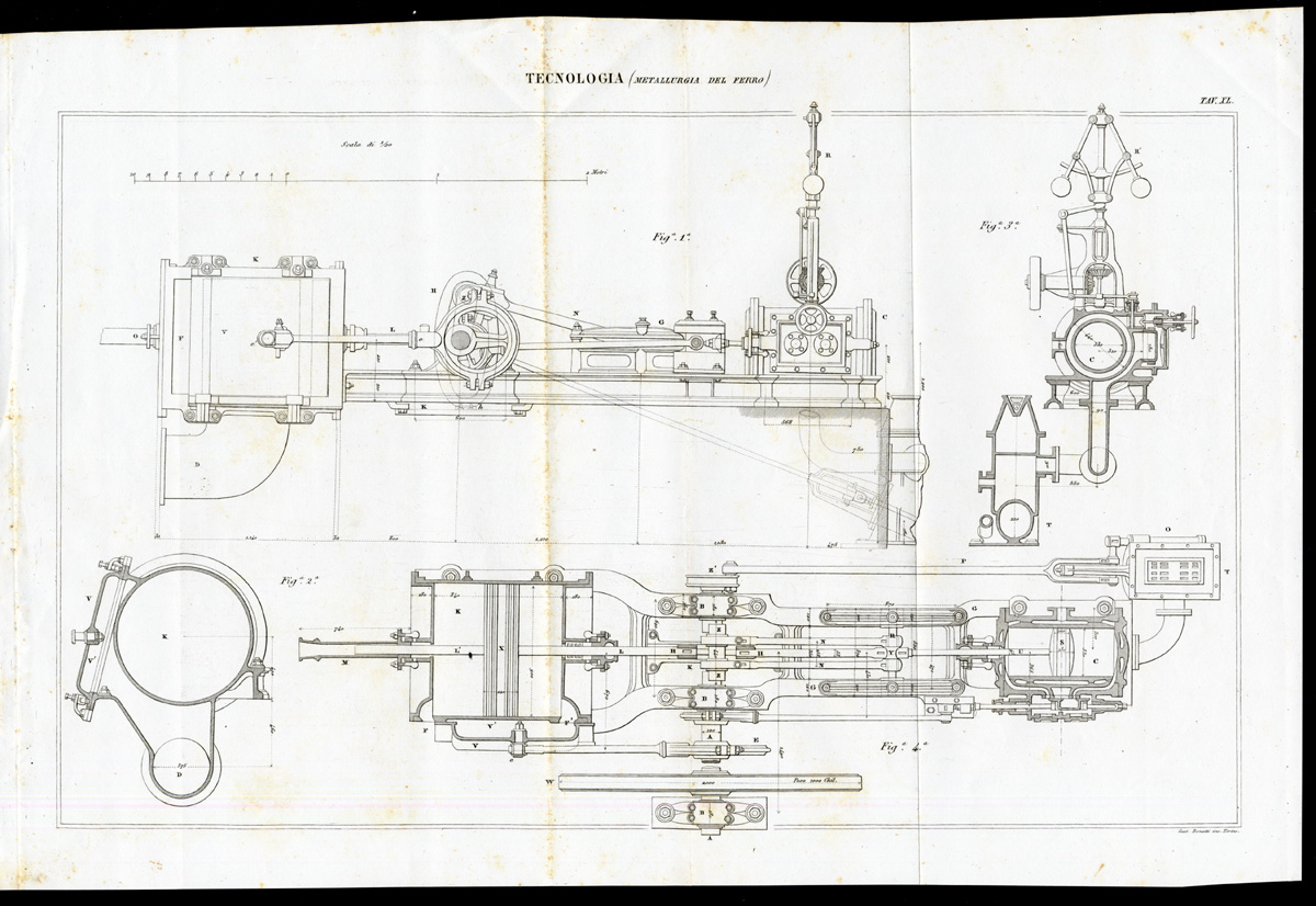 , 7 Antique Prints-TECHNOLOGY-INDUSTRY-METALLURGY-IRON-Nuova Enciclopedia-1866, Pictura Antique Prints