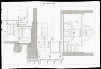 2 Antique Prints-TECHNOLOGY-INDUSTRY-MILL-FACTORY-Nuova Enciclopedia-1866