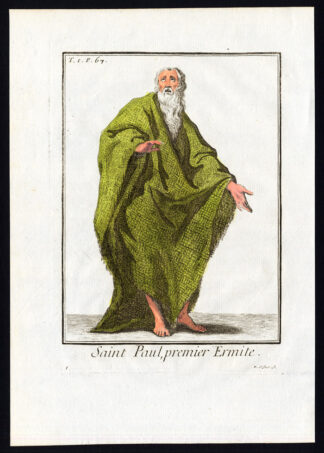 Antique Religious Print-SAINT PAUL-HERMIT-Helyot-1792