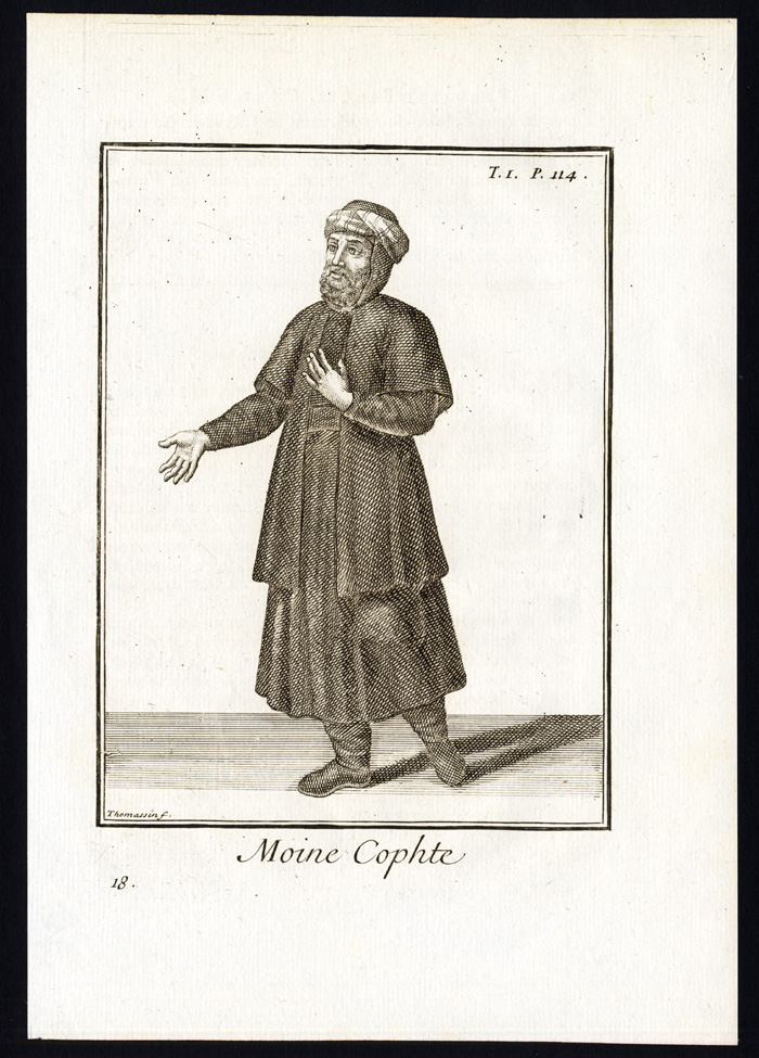 , Antique Religious Print-COPTIC MONK-COPTIC ORTHODOX CHURCH-Helyot-1792, Pictura Antique Prints