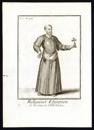 Antique Religious Print-FATHER EUSTASE-ETHIOPIA-PRIEST-Helyot-1792