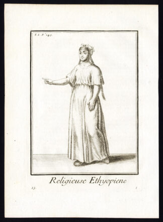 Antique Religious Print-NUN-ETHIOPIA-CHURCH-Helyot-1792