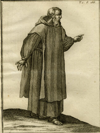 Antique Religious Print-SAINT SABBAS THE SANCTIFIED-PALESTINE-MONK-Helyot-1792