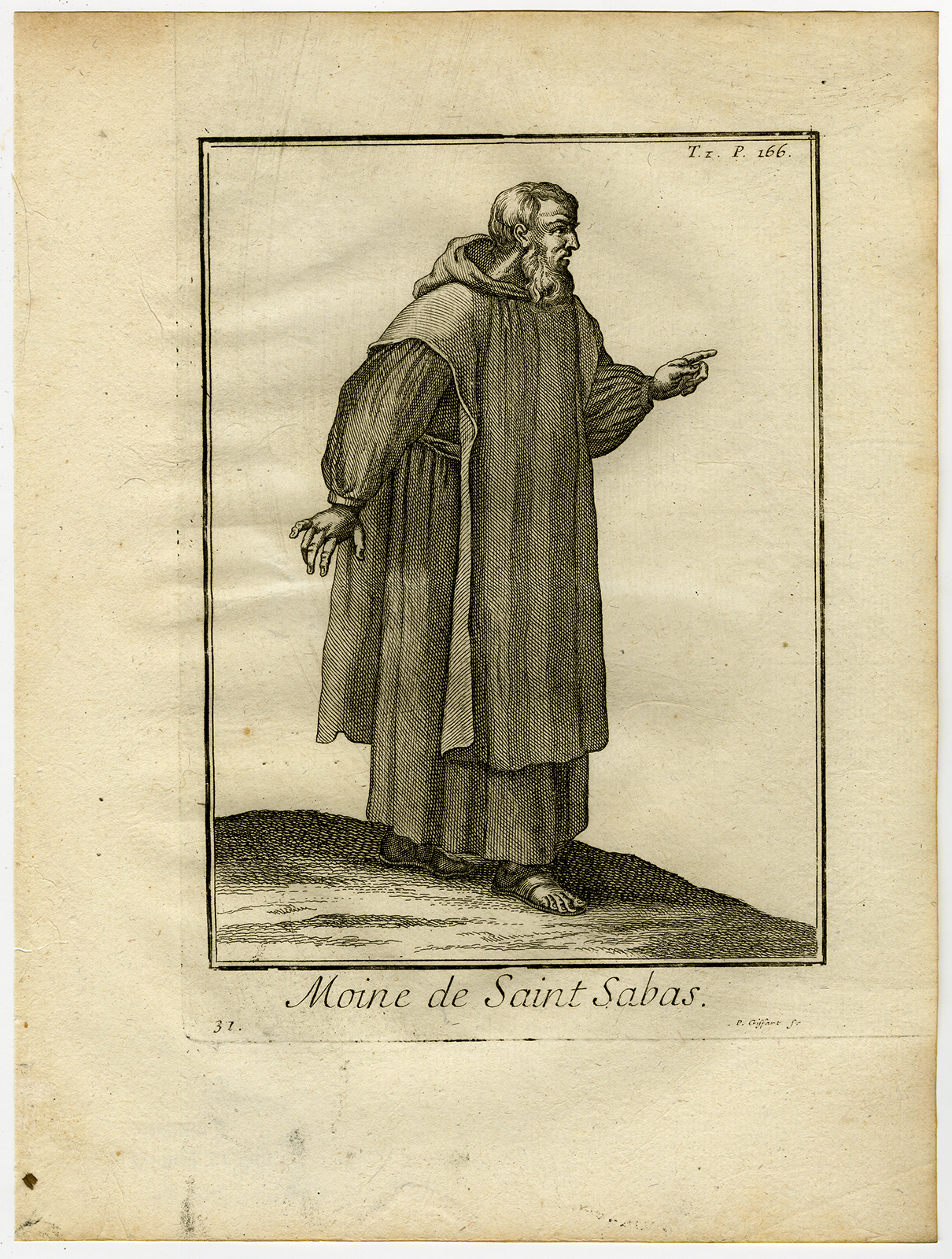 Bb12706 2a 416x550 Antique Religious Print-SAINT SABBAS THE SANCTIFIED-PALESTINE-MONK-Helyot-1792 - Image 2