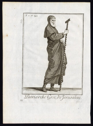 Antique Religious Print-GREEK ORTHODOX PATRIARCH OF JERUSALEM-Helyot-1792