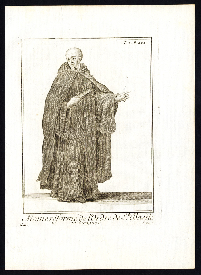 Bb12719 416x568 7 Antique Religious Prints-ORDER OF SAINT BASIL-MONK-NUN-SPAIN-ITALY-Helyot-1792 - Image 3
