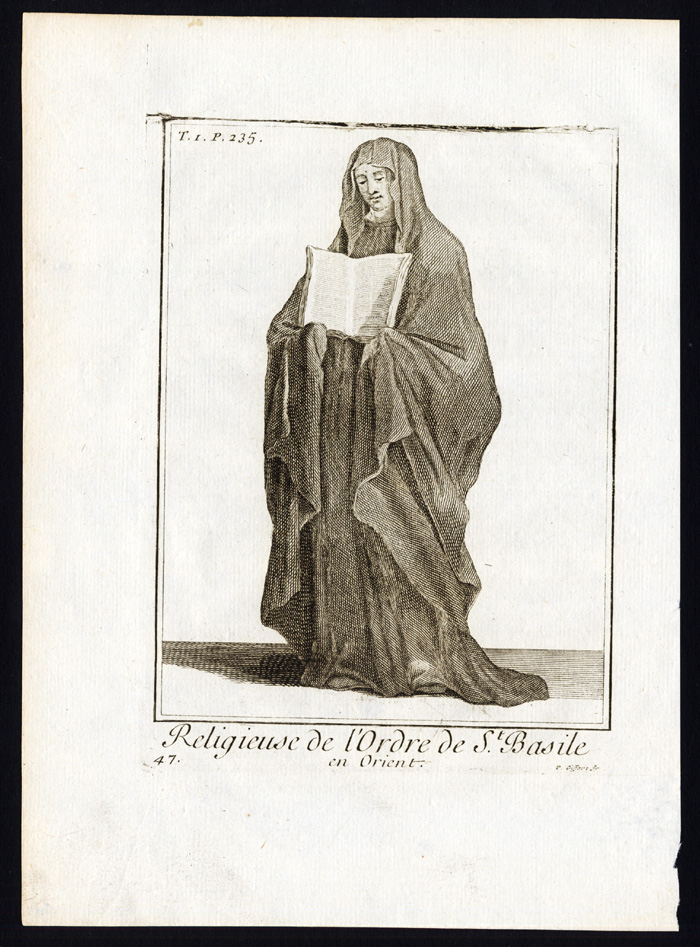 Bb12722 416x563 7 Antique Religious Prints-ORDER OF SAINT BASIL-MONK-NUN-SPAIN-ITALY-Helyot-1792 - Image 5