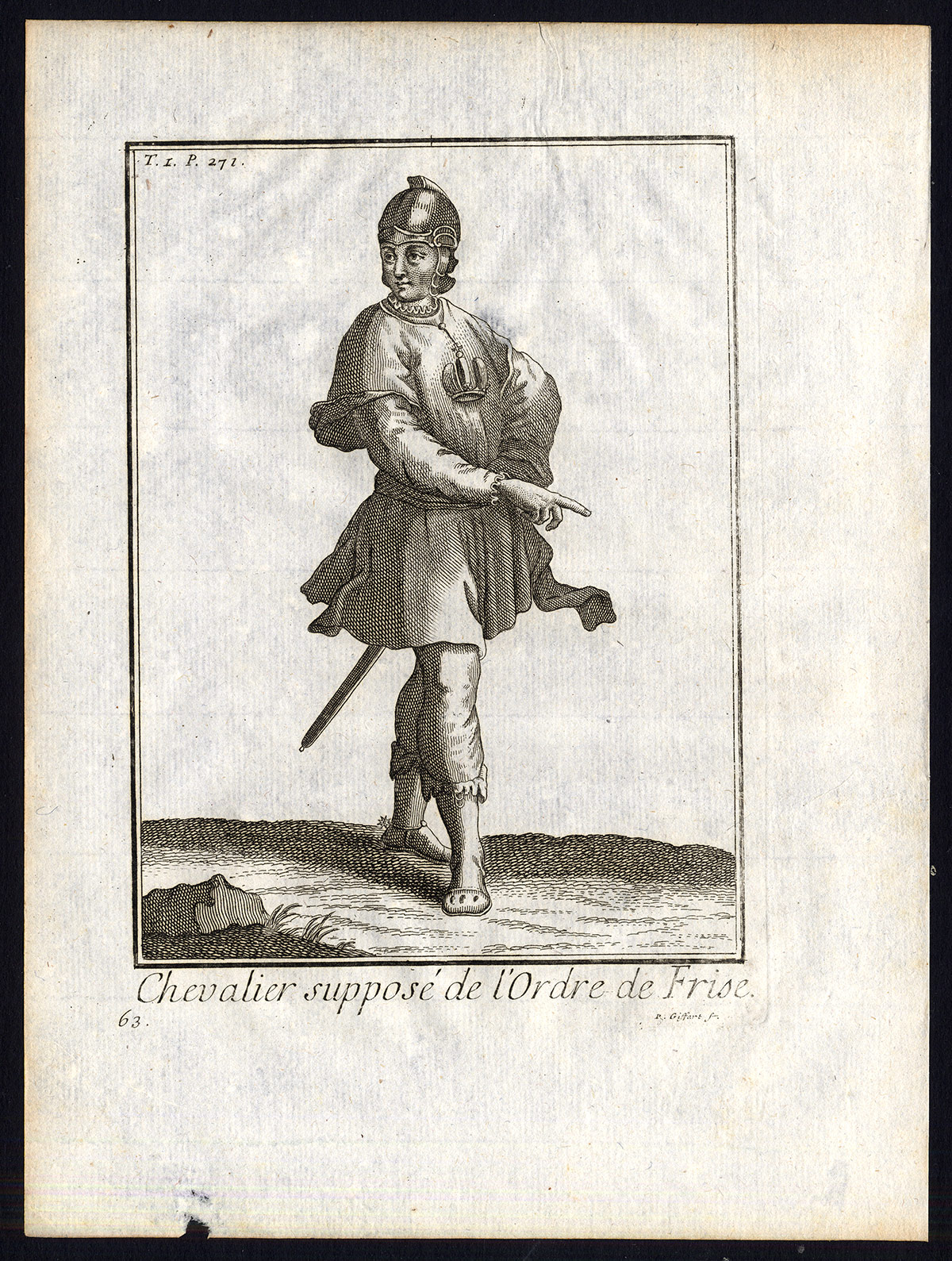 , Antique Religious Print-FRISIAN ORDER-KNIGHT-Helyot-1792, Pictura Antique Prints