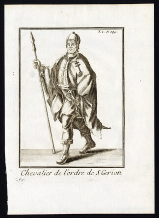 Antique Religious Print-KNIGHT OF THE ORDER OF SAINT GEREON-GERMANY-Helyot-1792
