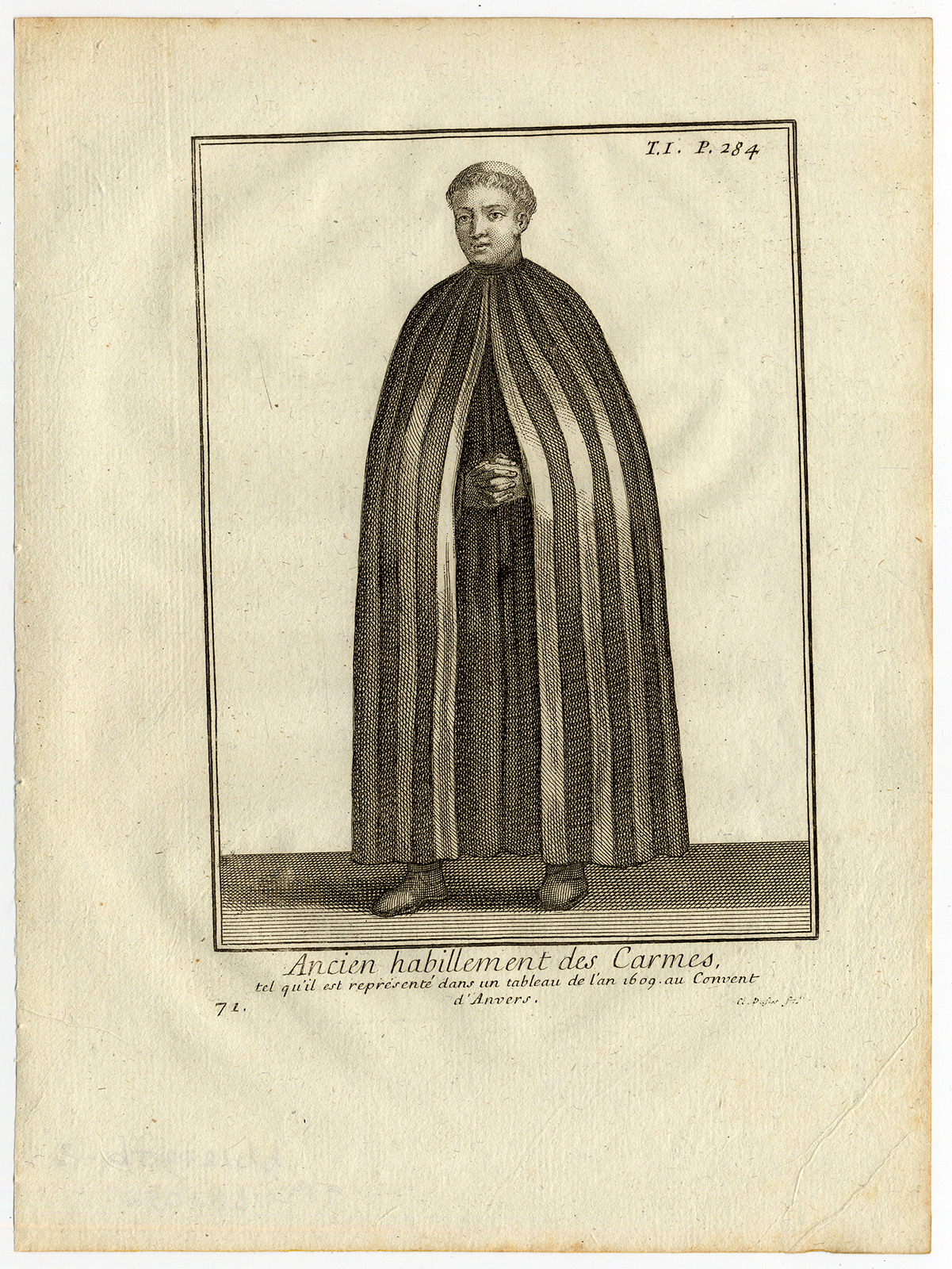 , 21 Antique Religious Prints-CATHOLIC ORDER-CARMELITES-MOUNT CARMEL-Helyot-1792, Pictura Antique Prints