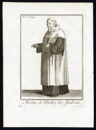 Antique Religious Print-MONK OF THE INDIAN ORDER-ORDRE DES INDIENS-Helyot-1792
