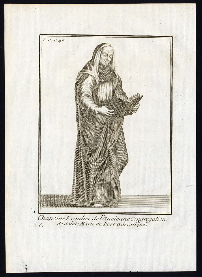 , Antique Religious Print-CANON REGULAR OF THE ORDER OF SAINT MARY-Helyot-1792, Pictura Antique Prints