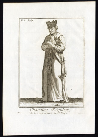 Antique Religious Print-CANON REGULAR-CONGREGATION OF SAINT RUFUS-Helyot-1792