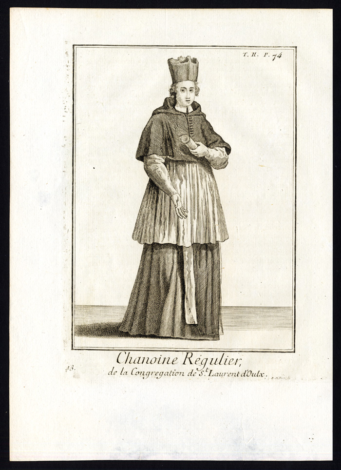 Bb12790 416x573 Antique Religious Print-CANON REGULAR-SAN LORENZO OF OULX-LAWRENCE-Helyot-1792