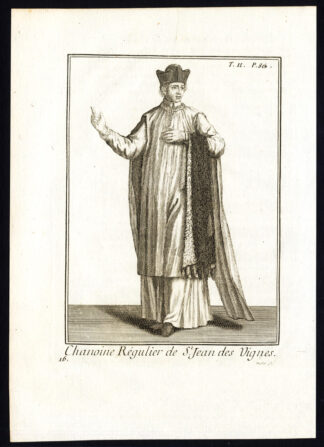 Antique Religious Print-CANON REGULAR-SAINT JEAN DES VIGNES-FRANCE-Helyot-1792