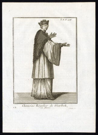 Antique Religious Print-CANON REGULAR-MARBAK-MARBACHE-ALSACE-FRANCE-Helyot-1792
