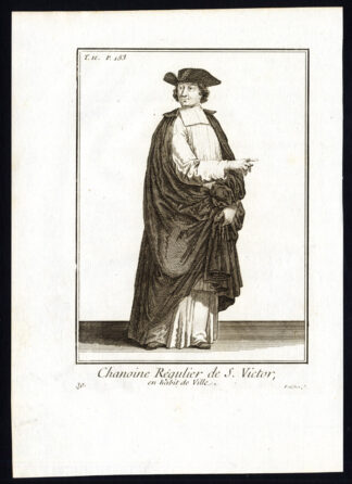 7 Antique Religious Prints-SAINT VICTOR-COSTUME-HABIT-Helyot-1792