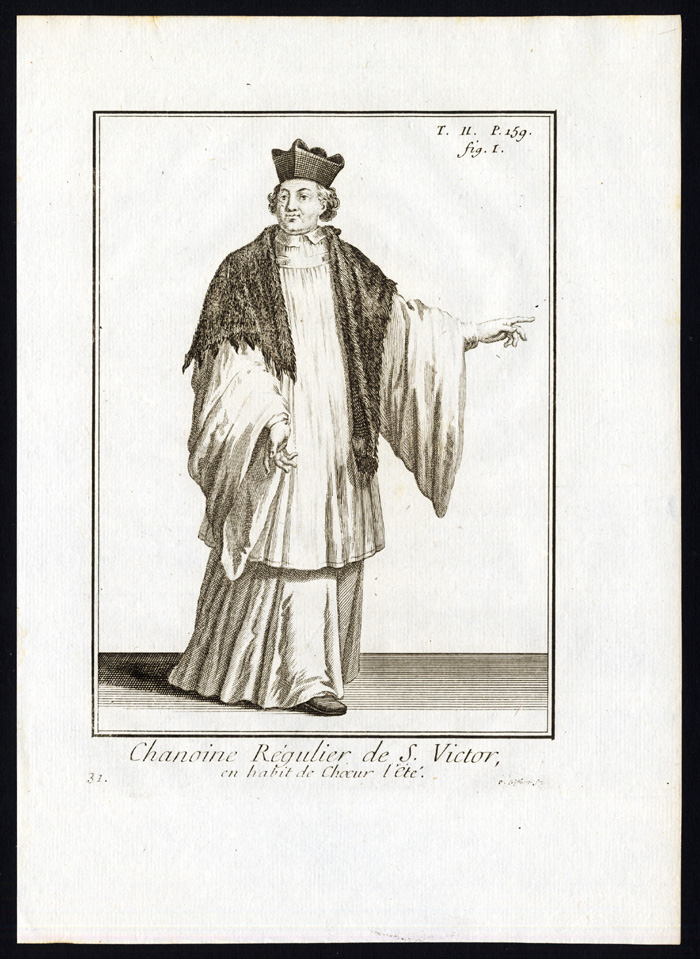 , 7 Antique Religious Prints-SAINT VICTOR-COSTUME-HABIT-Helyot-1792, Pictura Antique Prints