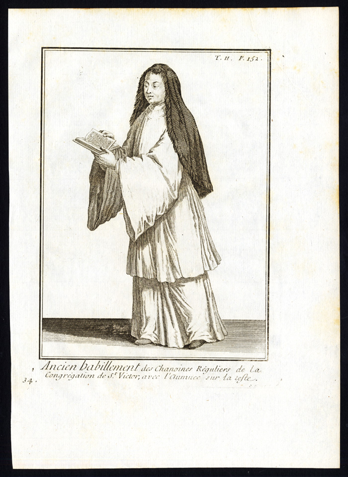, 7 Antique Religious Prints-SAINT VICTOR-COSTUME-HABIT-Helyot-1792, Pictura Antique Prints