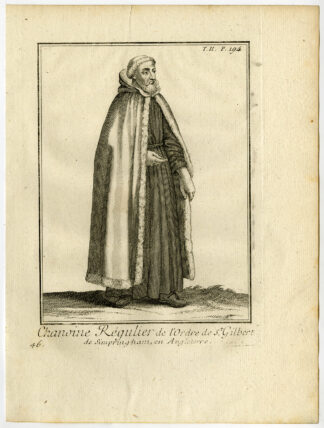 3 Antique Religious Prints-ORDER OF SAINT GILBERT OF SEMPRINGHAM-Helyot-1792