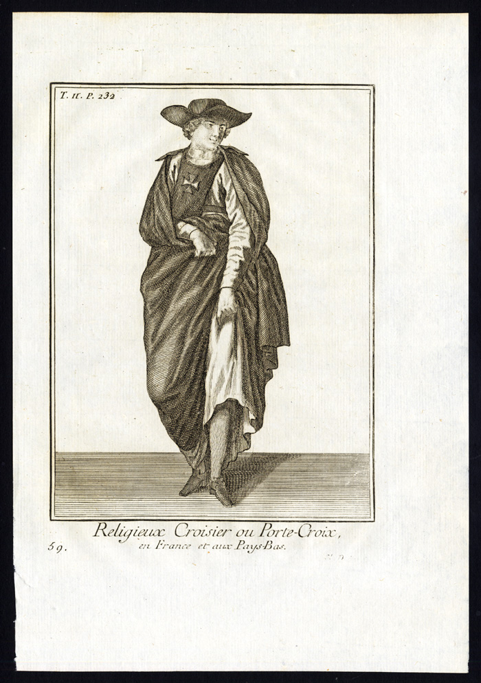 , 5 Antique Religious Prints-CROSS BEARERS-PRIEST-HABIT-CROISIER-ITALY-Helyot-1792, Pictura Antique Prints