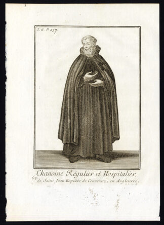 Antique Religious Print-CANON REGULAR-SAINT JOHN BAPTIST-COVENTRY-Helyot-1792